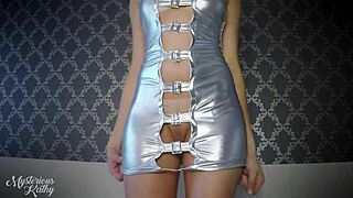 youtuber mysteriouskathy shows off shaved pussy while tryin’ sexy mini dresses!
