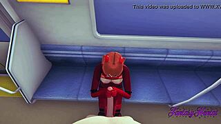 I watched uncensored shinji giv asuka handjob n blowjob then fuck in train creampie