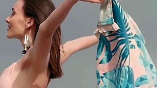 petite blonde teen 18+ dances and strips outdoors