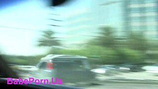 Two girls give blowjob in threesome, face fucking and blowbang action.