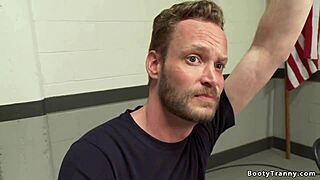 Police academy shemale student drills hard in intense anal session.