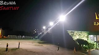 Bruna gives blowjob in club parking lot