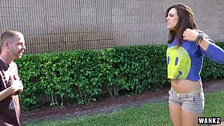 In this rough scene, latina teen 18+ Izy Bella Blu loves her thongs while showing off her big tits and ass.