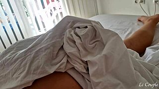 Husband fingers wife's shaved pussy in morning 😍