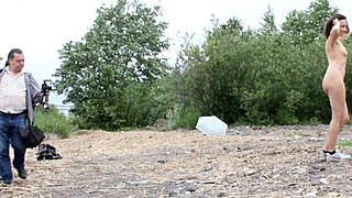 Live nude show in public outdoor setting