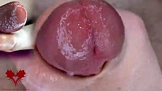 Super close-up of glans urethral games with dilator!