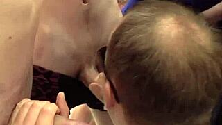 Studs show off cocksucking skills in orgy