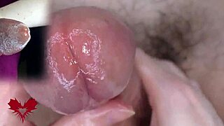 Super close-up of glans urethral games with dilator!