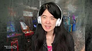 Chinese Gamer Girl Strips Topless in Public Scene