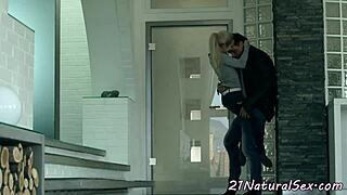 Classy European girlfriend rides lover’s cock with style