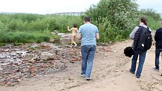 Live nude show in public outdoor setting