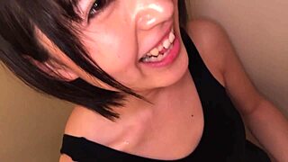 I relax in the bath with a japanese teen student. Her small waist and natural tits make it special.