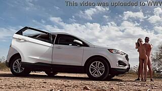 butt naked on the side of the road risky sex with a hot blonde