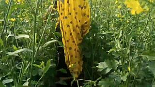 Young couple gets wild in mustard fields with intense outdoor banging.