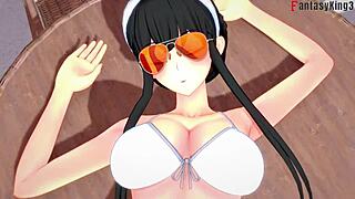 Yor forger in bikini gets intense pool sex with spy x family character in genshin impact fantasy.