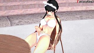 Yor forger in bikini gets intense pool sex with spy x family character in genshin impact fantasy.