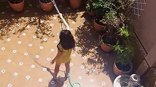 Ever caught your hot neighbor peeing on your landlord's wife from the balcony?