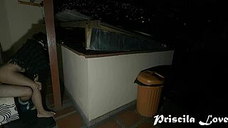 hot lovers getting it on outdoors at night in doggystyle