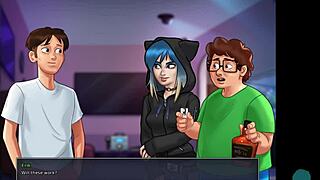 teen 18+ shows small breasts in summertime saga