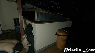 hot lovers getting it on outdoors at night in doggystyle