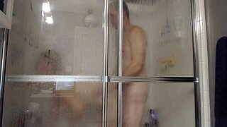 Husband fucks wife in shower with vibrator