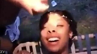 cumshot frenzy for young ebony chick 😏