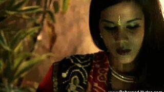 Brunette milf undresses for indian lover