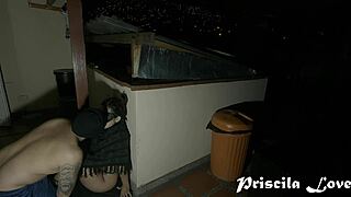 hot lovers getting it on outdoors at night in doggystyle