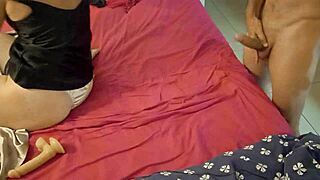 french amateur in lingerie gets doggystyle fuck with blowjob