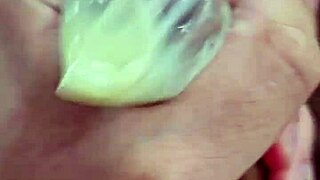 Young twink spills inside the condom during steamy homemade action with neighbor.