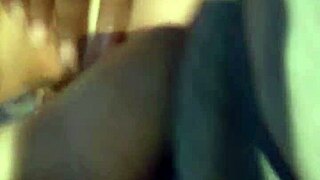 A black friend fucks his white girlfriend's pussy hard while she screams.