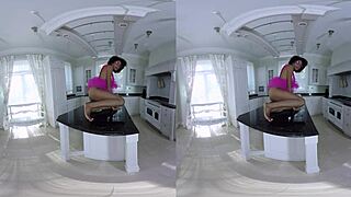 i watch the chocolate candy girl spread on the desk in vr