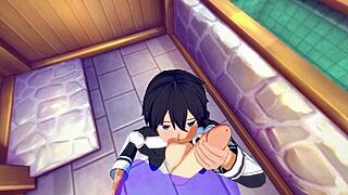 Sword Art Online Yaoi features Kirito in hard sex, handjob, blowjob, anal POV in Japanese Asian manga anime game porn gay.