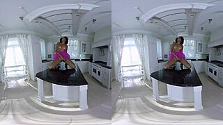 i watch the chocolate candy girl spread on the desk in vr