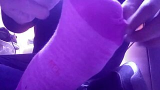 Gay Guy Shows New Pink Socks and Tired Feet in Fetish