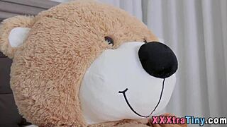 redheaded teen hints at blowing big cock with small tits