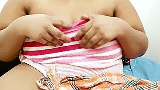 Myanmar aunty says, Look at my big tits and boobs.