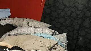 milf sucking my big monster cock in the bedroom