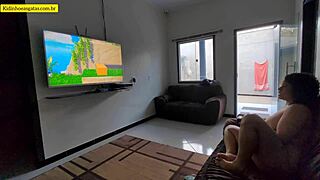 Young girl on couch craves monster cock