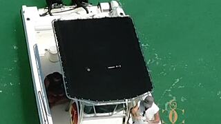 Blonde Gives Ass In Front Of The Captain With Big Cock