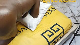 Stepmom surprised by big cock, deepthroats it bent over.