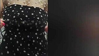 busty cutie in sexy dress bouncing her big tits solo 😍