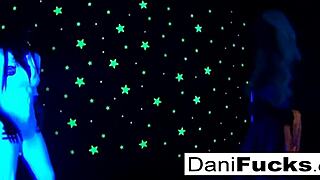 Sexy Dani Has A Hot Black Light Threesome With Blowjob And Cumshot!