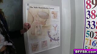 blonde teen rides a big cock in detention with friends watching