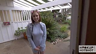 Red head teen hooks up with guy for sex