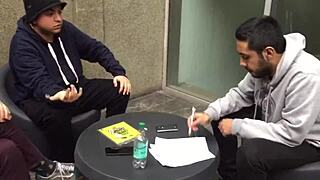 Blonde and redhead couple engage in gay anal sex.