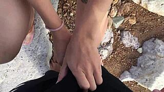 Public BLOWJOB on Beach, CUM in MOUTH!