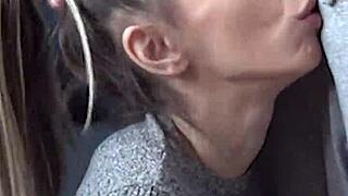 Candie Cross Kneels for a Steamy Facial Blowjob Session