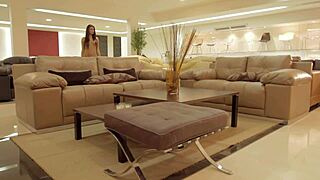 Bolivian sexy leather model in high definition casting on sofa