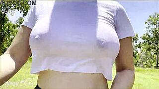 Hot Milf Running In Wet Shirt Crop Top Public Exhibitionist Dare.